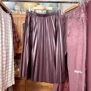 Free Press faux leather knife pleat midi skirt M